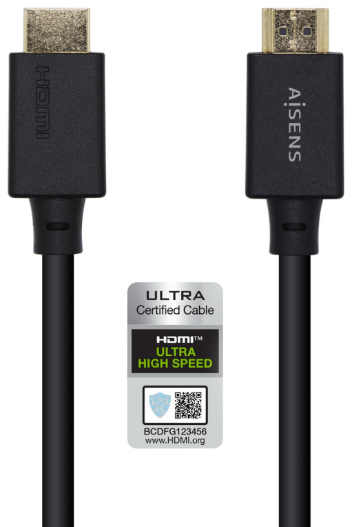 Cable HDMI 2.1 8K Aisens A150-0421 HDMI Macho - HDMI Macho 1m Certificado Negro