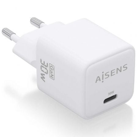 Cargador de Pared GaN Aisens ASCH-30W1P035-W 1xUSB Tipo-C 30W