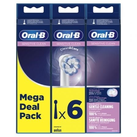 Cabezal de Recambio Braun para cepillo Braun Oral-B Sensitive Clean Pack 6 uds
