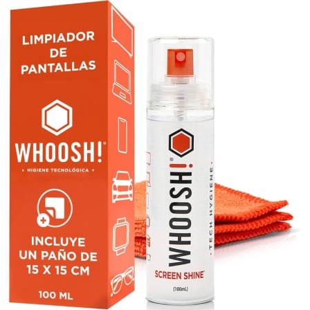 Kit Limpiador de Pantallas Whoosh Kit GO XL WSH003 Spray 100ml + Paño Microfibra
