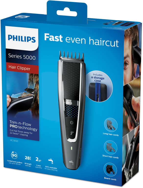 Cortapelos Philips Hairclipper Series 5000 HC5650 15 con Batería con Cable 4 Accesorios