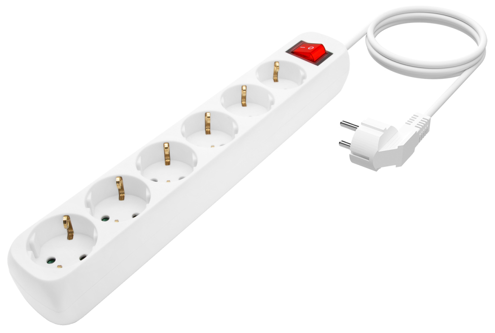 Regleta con Interruptor Aisens A154-0535 6 Tomas de Corriente Cable 1.4m Blanco