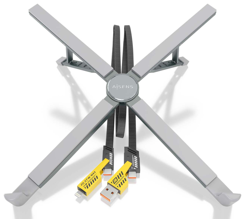 Soporte de Sobremesa - Docking USB Tipo-C Aisens ASUC-4P021-GR 2xUSB 1xUSB Tipo-C 1xUSB Tipo-C PD Gris