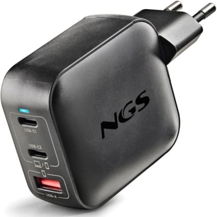 Cargador de Pared GaN NGS BUD100WTINY 100W 2xUSB Tipo-C 1xUSB 100W