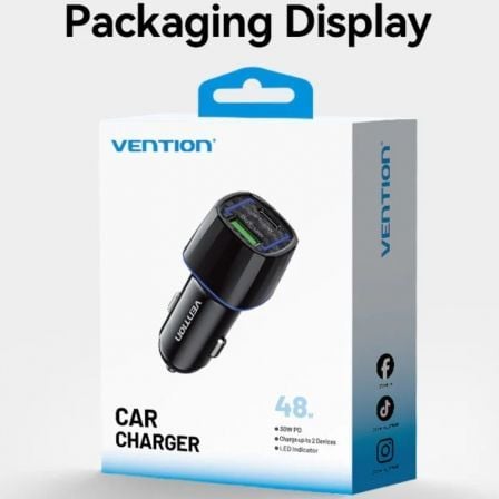 Cargador de Coche Vention FFRB0 1xUSB-Tipo C 1xUSB 48W
