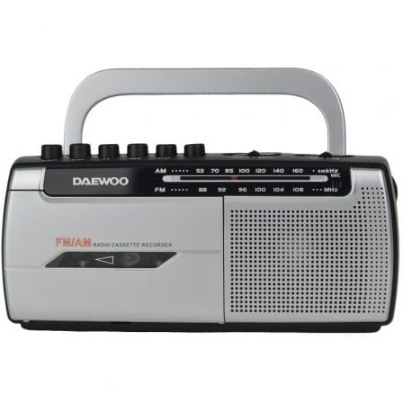 Radio Cassete Daewoo DW1107 con Cable a Pilas Negra y Plateada
