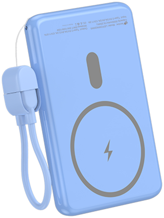 Powerbank 5000mAh Leotec LEPOWW20W5B 20W Wireless Azul Incluye Cable USB Tipo-C