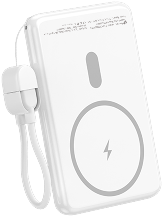 Powerbank 5000mAh Leotec LEPOWW20W5W 20W Wireless Blanca Incluye Cable USB Tipo-C
