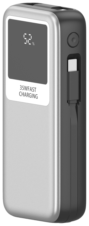 Powerbank 10000mAh Leotec LEPOW35W10S 35W Plata y Gris Incluye Cable USB Tipo-C y Lightning