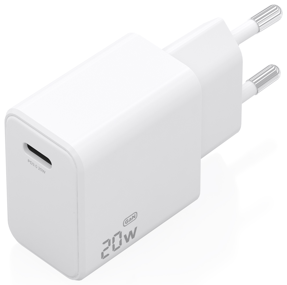 Cargador de Pared GaN Aisens A110-1023 1xUSB Tipo-C 20W Blanco