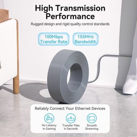 Bobina de Cable RJ45 UTP Vention IJCH305 Outdoor Patch Cat.5e 305m Gris