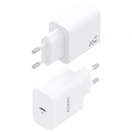 Cargador de Pared GaN Aisens A110-0938 1xUSB Tipo-C 20W Blanco