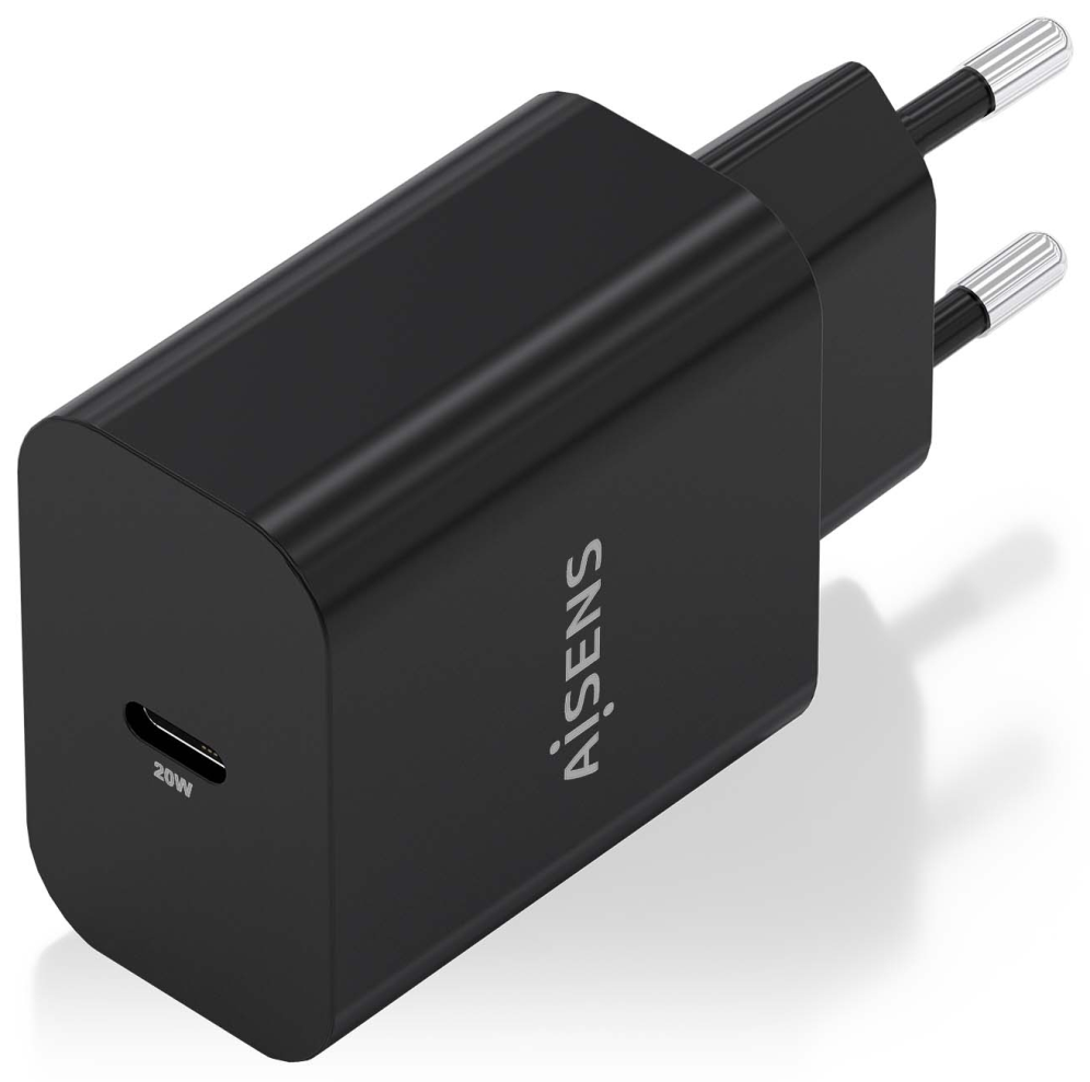 Cargador de Pared GaN Aisens A110-0939 1xUSB Tipo-C 20W Negro