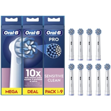 Cabezal de Recambio Braun para cepillo Braun Oral-B Sensitive Clean Pack 9 uds