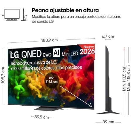 Televisor LG QNED evo AI QNED83B Mini LED 85QNED8EB3A 85 Ultra HD 4K Smart TV Wi-Fi