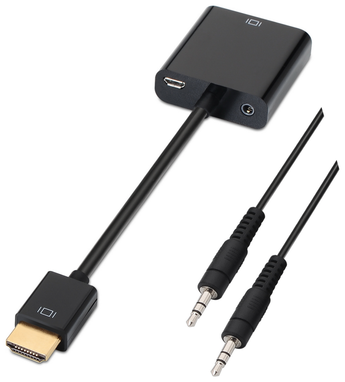 Conversor Aisens A122-0126 HDMI Macho - VGA Hembra Jack 3.5 Hembra 10cm Negro