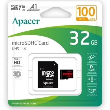 Tarjeta de Memoria Apacer 32 GB microSD HC UHS 1 con Adaptador Clase 10 100MBs