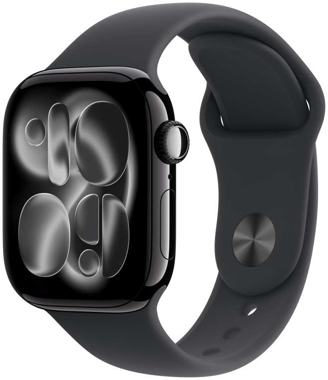 Apple Watch Series 11 gps + cellular 42mm jet black aluminium case black sport band - s - m
