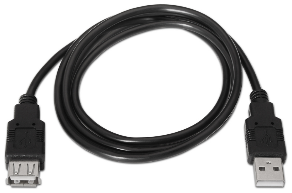 Cable Alargador USB 2.0 Aisens A101-0015 USB Macho - USB Hembra Hasta 2.5W 60Mbps 1m Negro