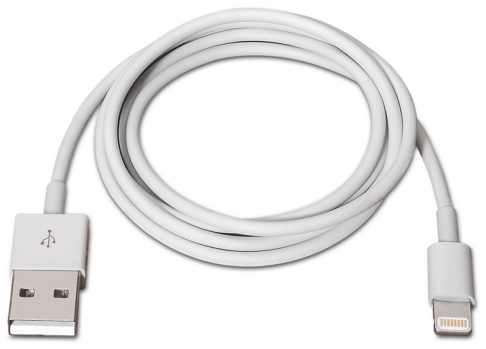 Cable USB 2.0 Lightning Aisens A102-0035 USB Macho - Lightning Macho 1m Blanco