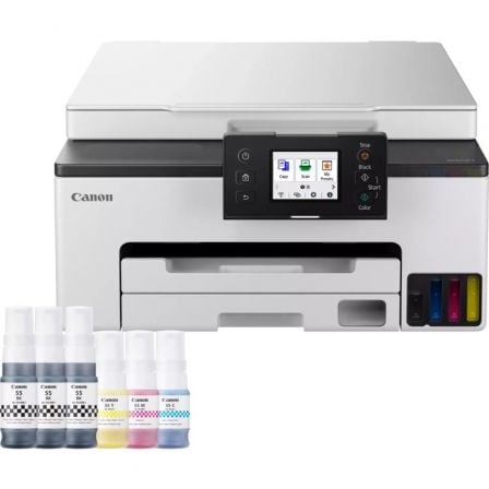 Multifunción Recargable Canon MAXIFY GX1050 MegaTank 3 en 1 Wi-Fi Dúplex Pack impresora + consumibles XL Blanca