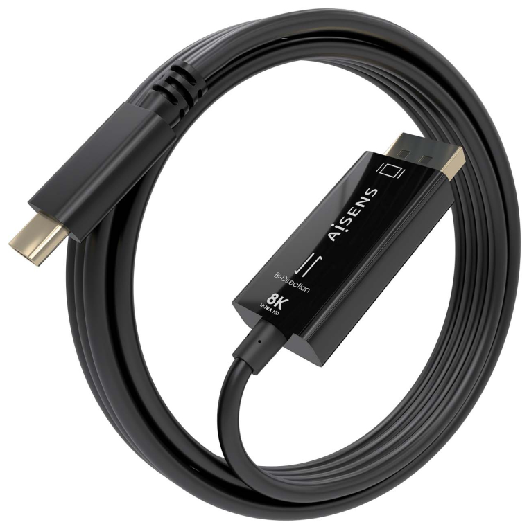 Cable Conversor Aisens A109-0879 USB Tipo-C Macho - DisplayPort Macho 1.8m Negro
