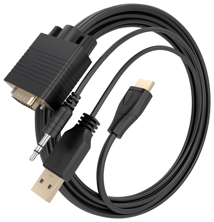 Cable Conversor Aisens A115-1007 SVGA Macho - USB Macho - Jack Macho HDMI Macho 1m Negro