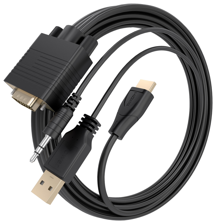 Cable Conversor Aisens A115-1008 SVGA Macho - USB Macho - Jack Macho HDMI Macho 1.5m Negro
