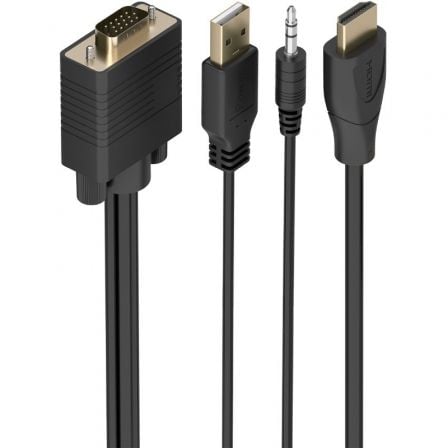 Cable Conversor Aisens A115-1009 SVGA Macho - USB Macho Jack Macho - HDMI Macho 2m Negro
