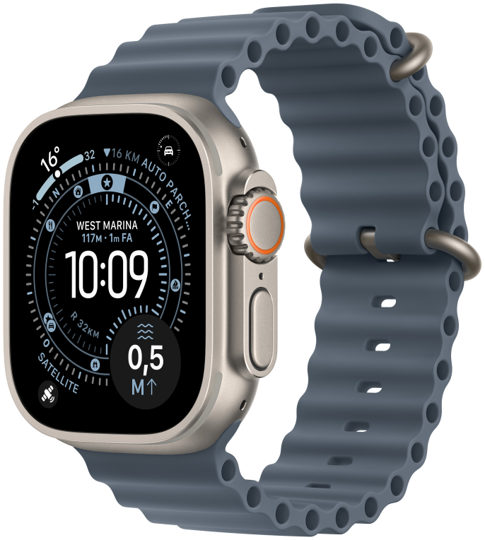 Apple Watch Ultra 3 gps + cellular 49mm natural titanium case anchor blue ocean band