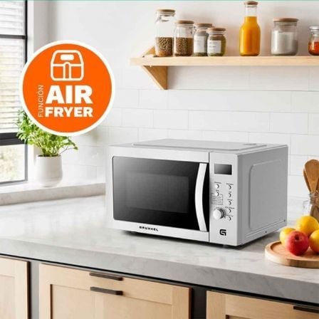 Microondas Grunkel MW-28AIRFRYER 900W Capacidad 28L Función Grill Función Airfryer Plateado