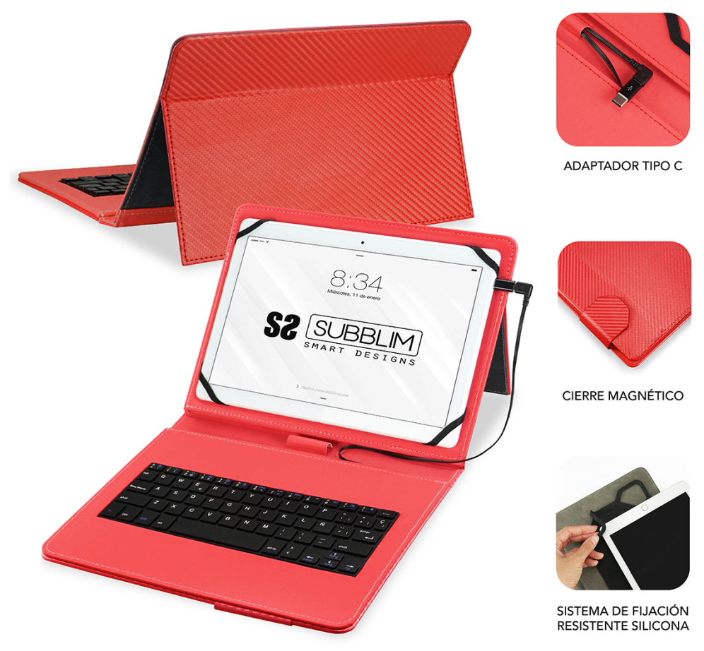 Subblim keytab Pro para tablet 10.1 pulgadas rojo