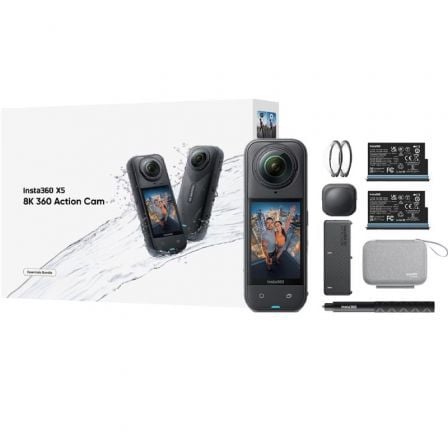 Cámara Digital Deportiva Insta360 X5 Essecial Kit 8K Ángulo de visión 360º Negra