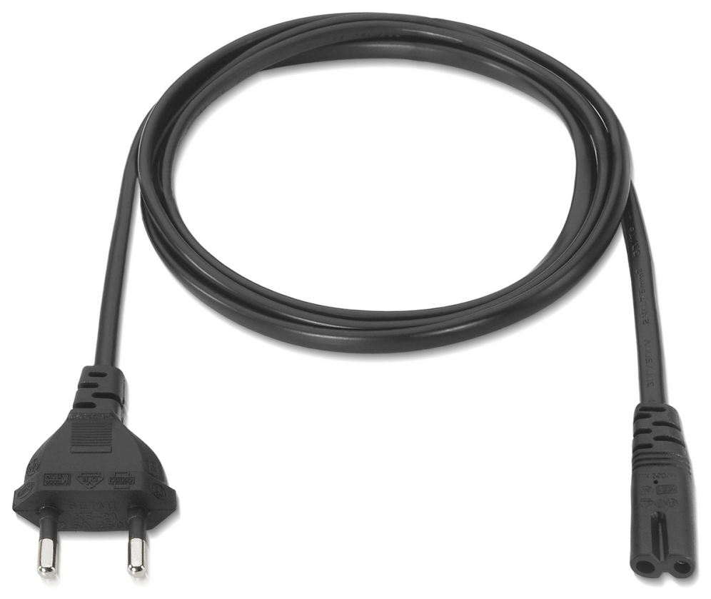 Cable Alimentación Forma 8 Aisens A132-0173 CEE7 16 Macho - C7 Hembra Hasta 1500W 1.5m Negro