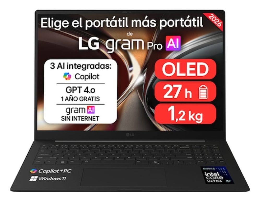 Portátil LG Gram Pro 16Z90U-K.AUB5BN Intel Core Ultra X7-358H 32 GB 512 GB SSD 16 Windows 11