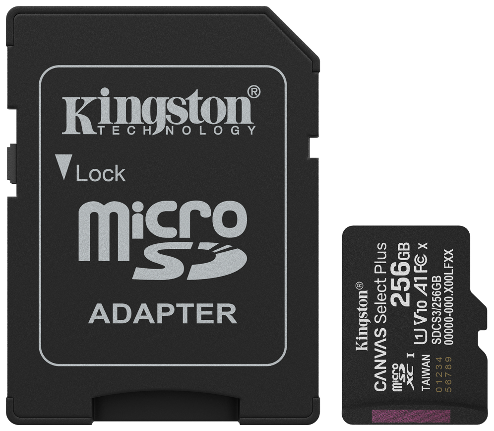 Tarjeta de Memoria Kingston CANVAS Select Plus 256 GB microSD XC con Adaptador Clase 10 150MBs