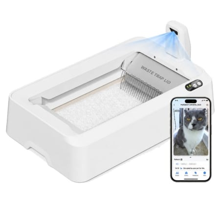 Arenero para Gatos Autolimpiable PetKit PuroBot Crystal Duo con Cubierta Control desde APP Blanco
