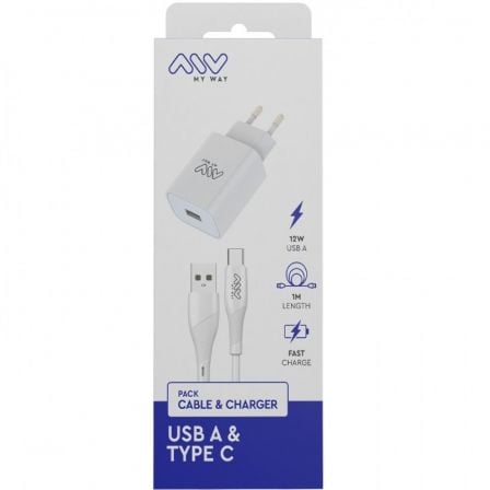 Cargador de Pared Myway MYWEPAK0002 1xUSB + Cable USB Tipo-C 15W