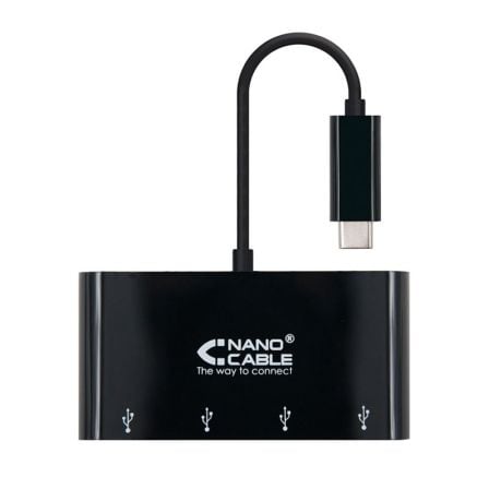 Hub USB Tipo-C Nanocable 10.16.4401-BK 4xUSB
