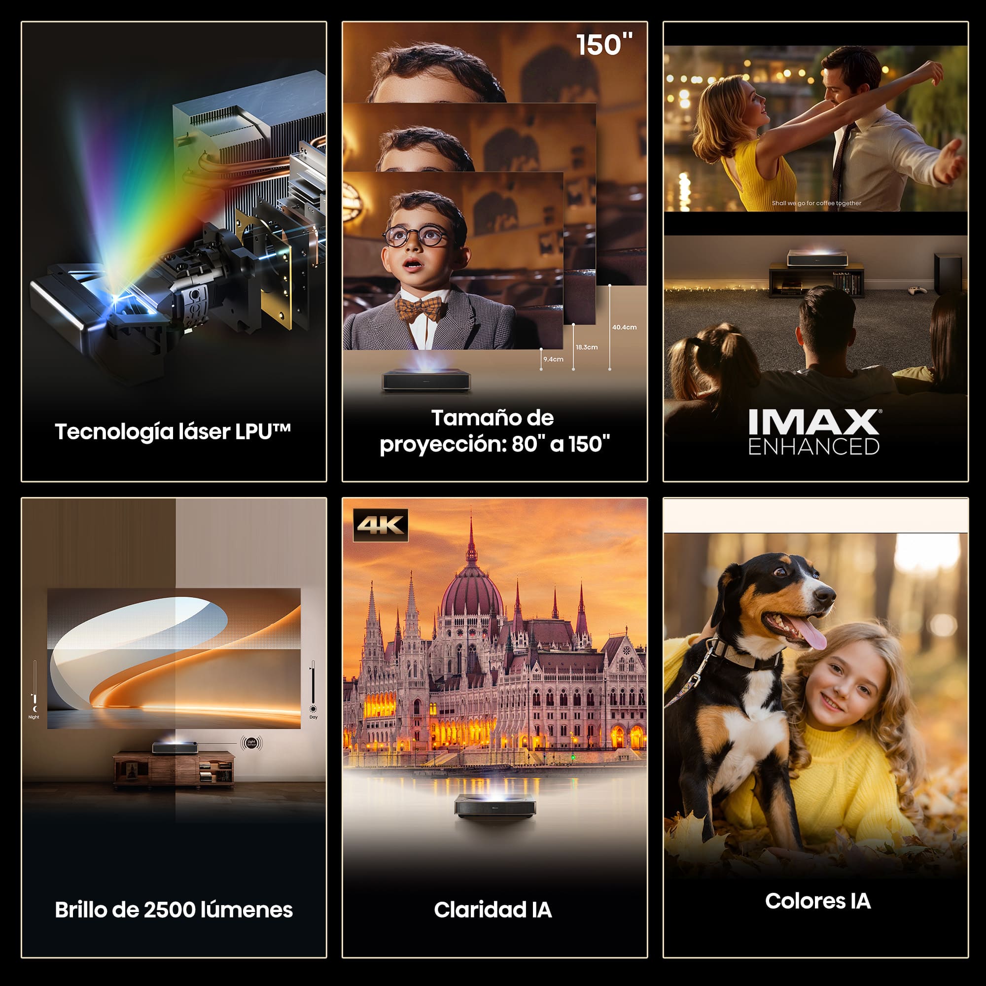 Proyector láser Hisense PT1 4K UHD TriChroma de tiro ultracorto