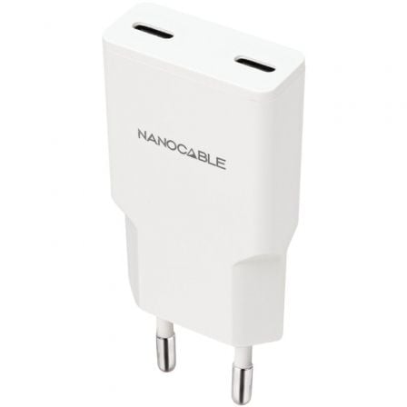 Cargador de Pared Nanocable 10.10.2023 2xUSB Tipo-C 20W Blanco