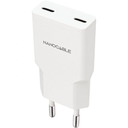 Cargador de Pared Nanocable 10.10.2026 2xUSB Tipo-C 25W Blanco