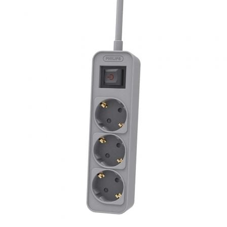 Regleta con Interruptor Philips CHP2134G 3 Tomas de corriente Cable 1.5m Gris