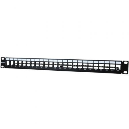 Patch Panel Phasak PA 3424 24 Puertos Cat.6 Altura 1U Gestión de Cable Conectores RJ45 UTP No Incluidos