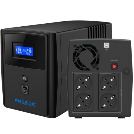 SAI Línea Interactiva Phasak SIRIUS 2200 VA Interactive 2200VA-1320W 4 Salidas Formato Torre