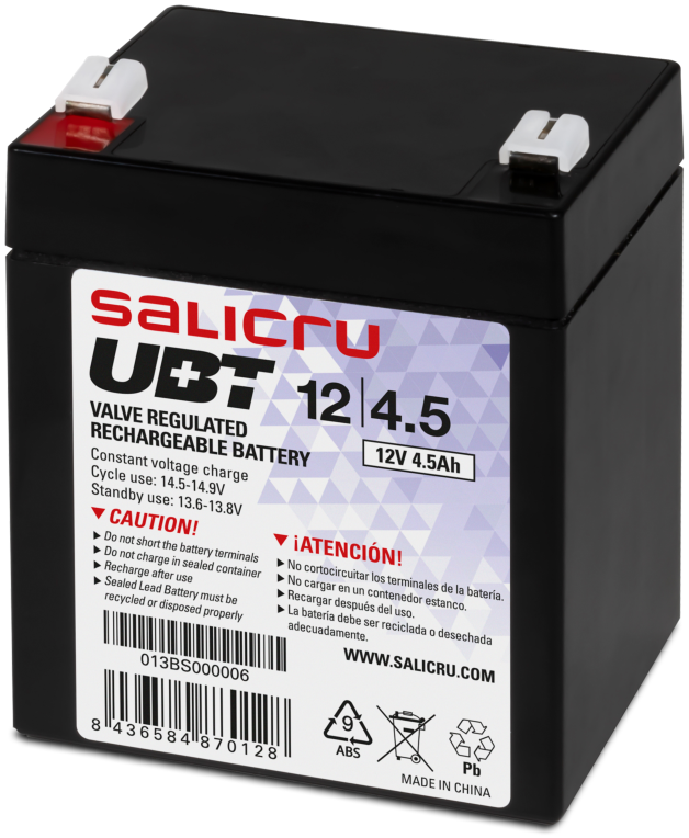 Batería Salicru UBT 12 4,5 compatible con SAI Salicru según especificaciones