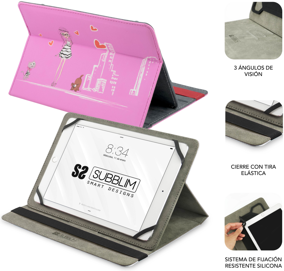 Subblim trendy case para tablet 10.1 pulgadas fashion girls