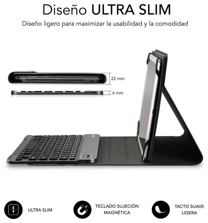 Funda con Teclado Subblim Keytab Pro Bluetooth para Tablets de 9.6 -10.8 Gris