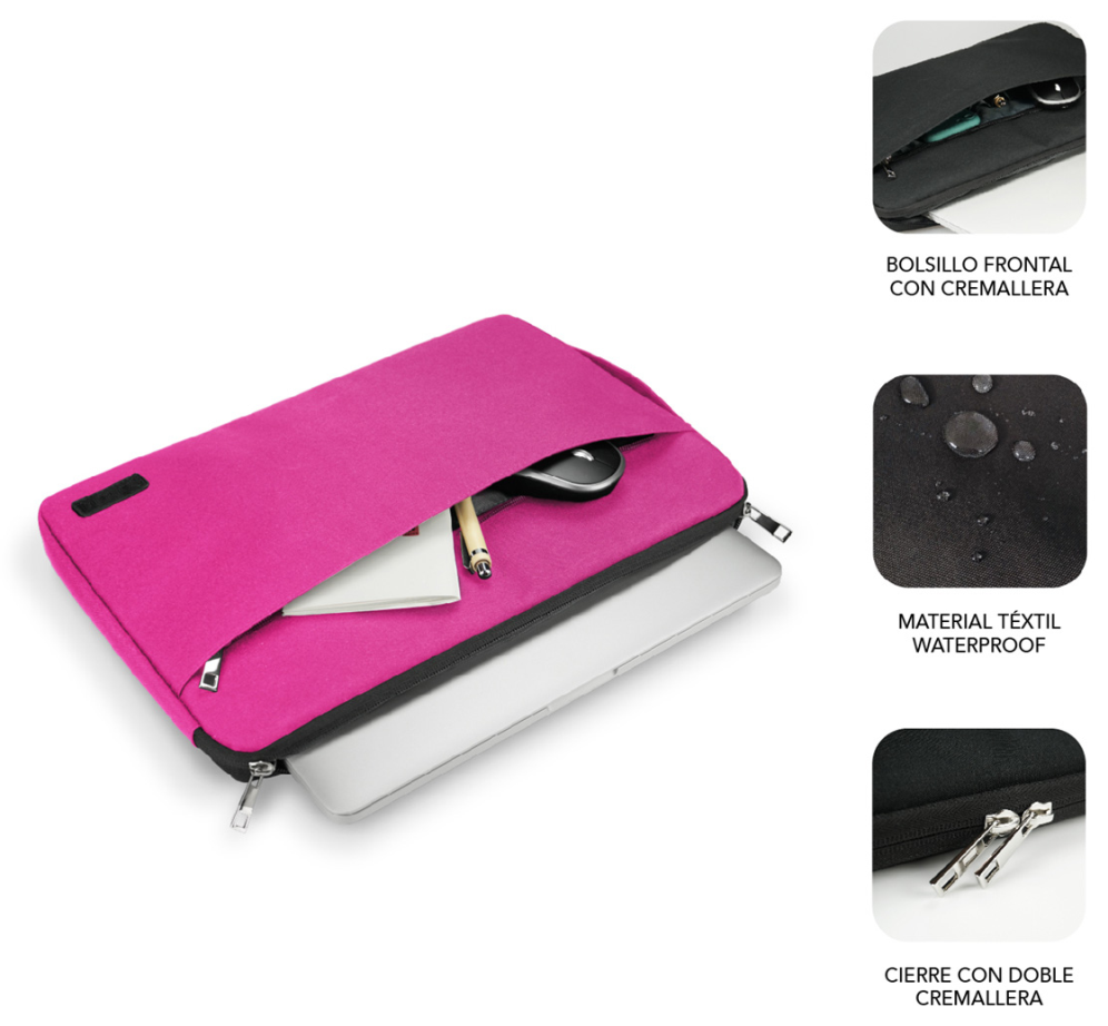 Funda Subblim Urban Laptop Sleeve para Portátiles hasta 14 Rosa