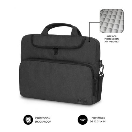 Maletín Subblim Air Padding para Portátiles hasta 14 Gris Oscuro